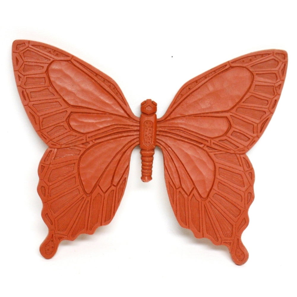 Vintage Syroco Burnt Orange Butterfly Wall Plaque